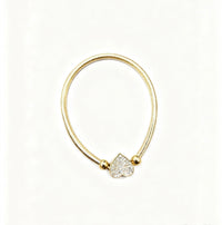 Pulsera de oro 10k de corazón  modelo flexible de resorte - 18 cm