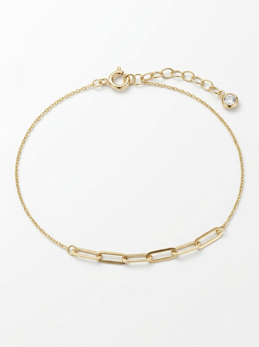 Pulsera de oro 10k diseño de eslabón 5917 - 18 cm