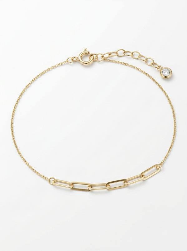Pulsera de oro 10k diseño de eslabón 5917 - 18 cm