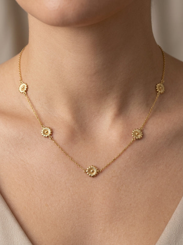 Gargantilla de oro 14K diseño de flores Mod LM5430 - 45 cm
