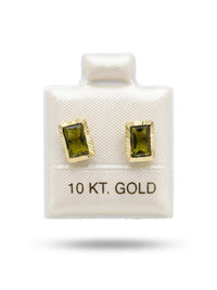 Broquel de oro 10k delgado diseño octa bisel verde (de bolitas) Mod 5663