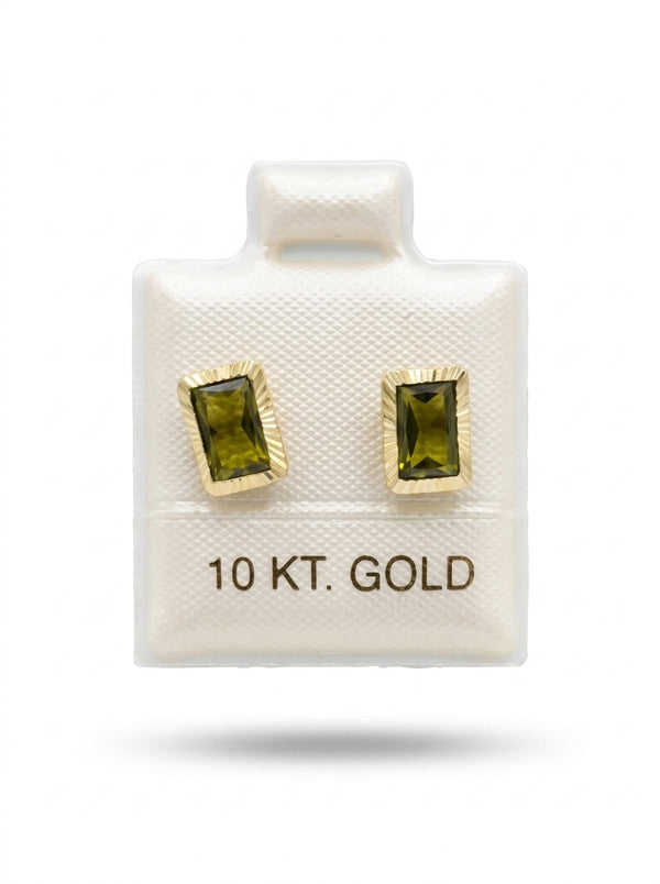 Broquel de oro 10k delgado diseño octa bisel verde (de bolitas) Mod 5663