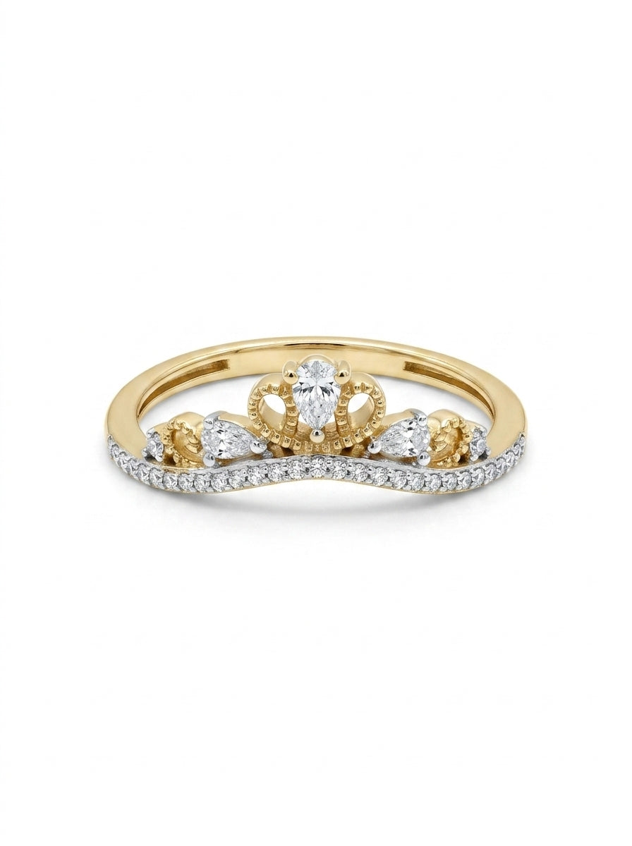 Anillo de oro 14k diseño de corona con diamantes naturales Mod LM5295