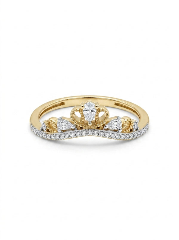 Anillo de oro 14k diseño de corona con diamantes naturales Mod LM5295