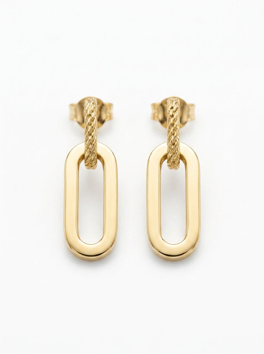 Aretes de oro 14k diseño de eslabones Mod LM5243
