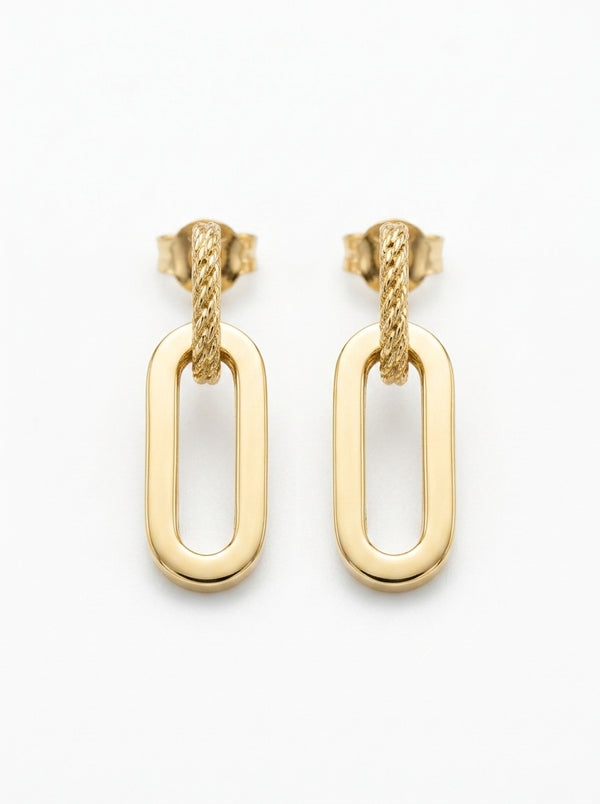 Aretes de oro 14k diseño de eslabones Mod LM5243