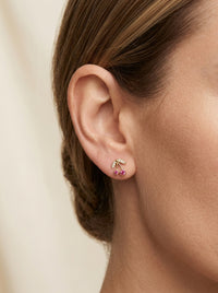 Aretes de oro 14k diseño de cerezas LM5230