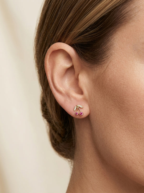 Aretes de oro 14k diseño de cerezas LM5230