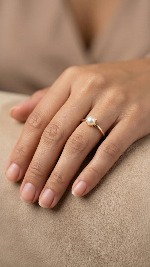 Anillo de oro 14k diseño de perla Mod LM5120