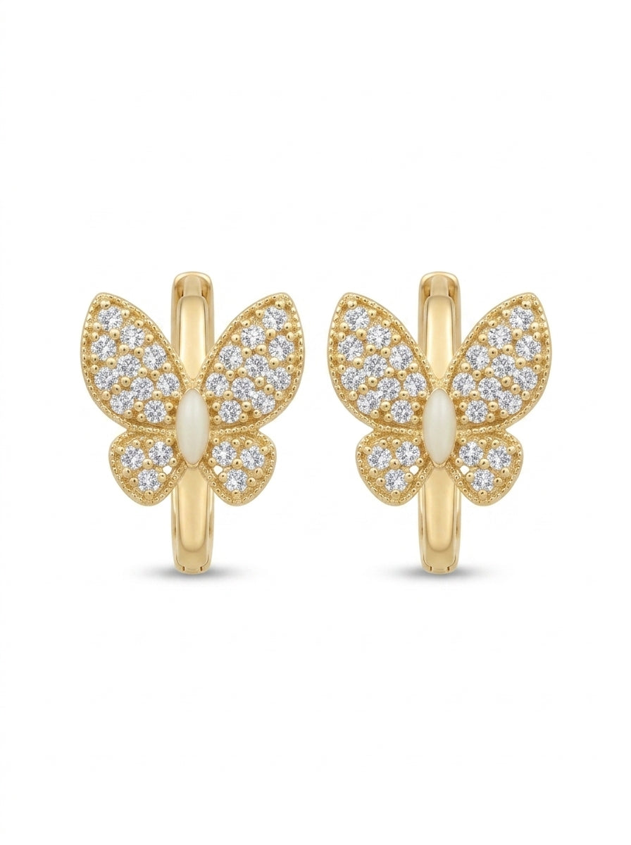 Huggies de oro 14k diseño de mariposa 5606