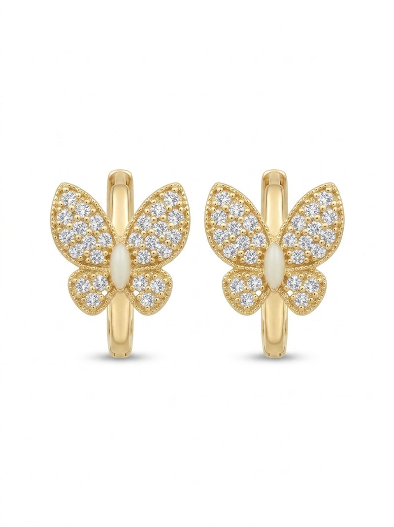 Huggies de oro 14k diseño de mariposa 5606