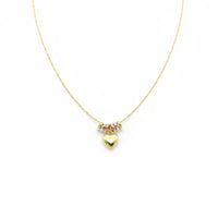 Gargantilla con Aros de Corazón de oro 14k