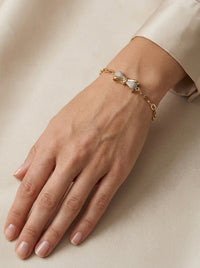 Pulsera de oro 14k diseño de moño con eslabones 5931 - 18 cm