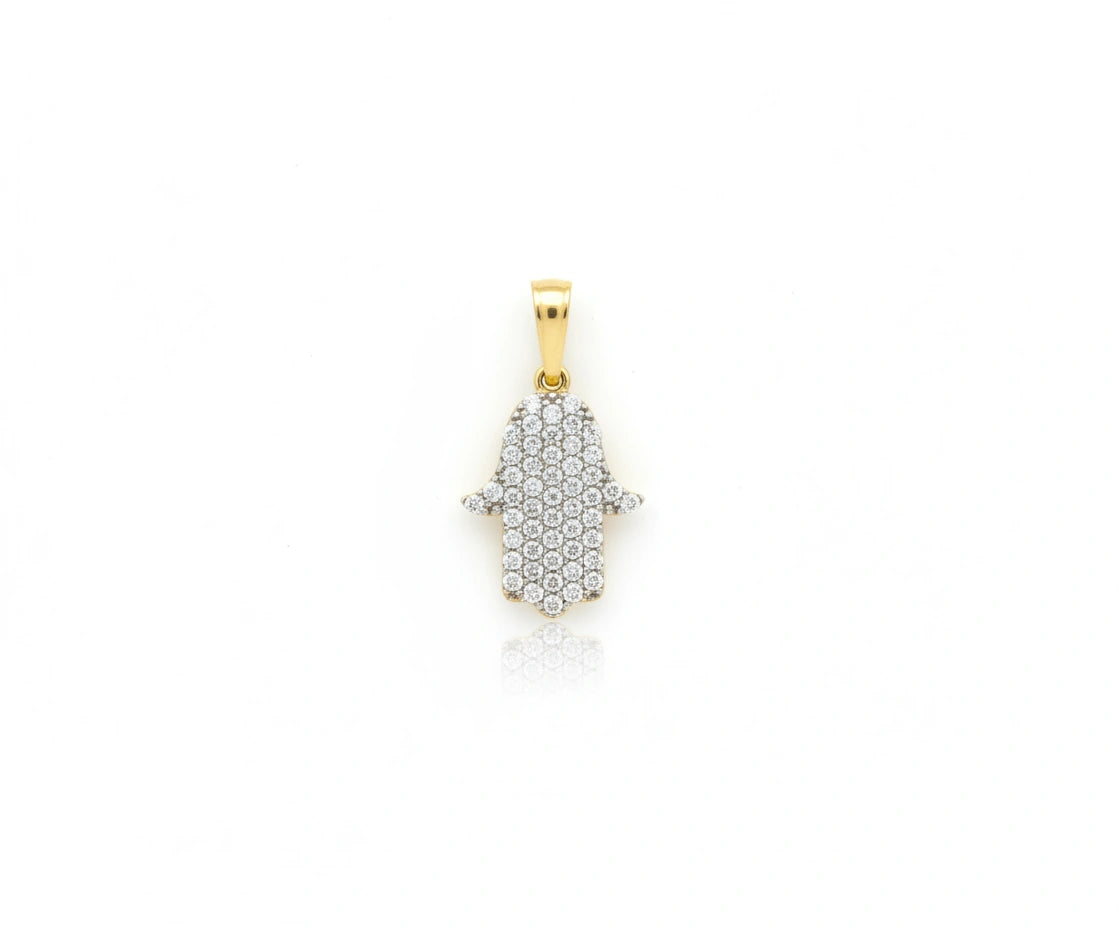 Dije Mano de Fátima en Oro 14k con circonias Mod. 2012