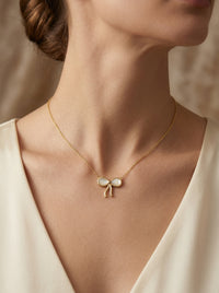 Gargantilla de oro 14k diseño moño de madre perla Mod LM5288 - 45 cm