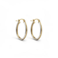 Arracadas bicolor de oro 14k 2.5 cm