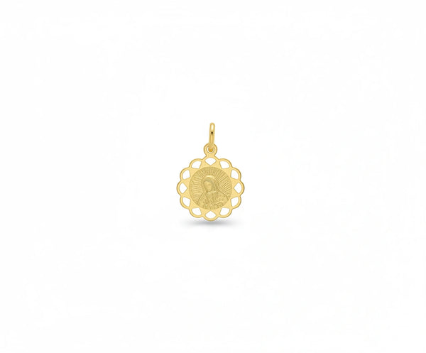 Dije Virgen María filigrana en oro 14k