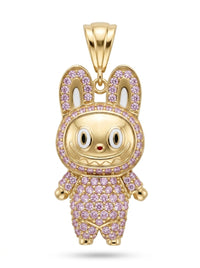 Dije de oro 10k diseño de labubu rosa Mod 5523- 3.5 cm