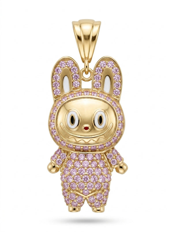 Dije de oro 10k diseño de labubu rosa Mod 5523- 3.5 cm