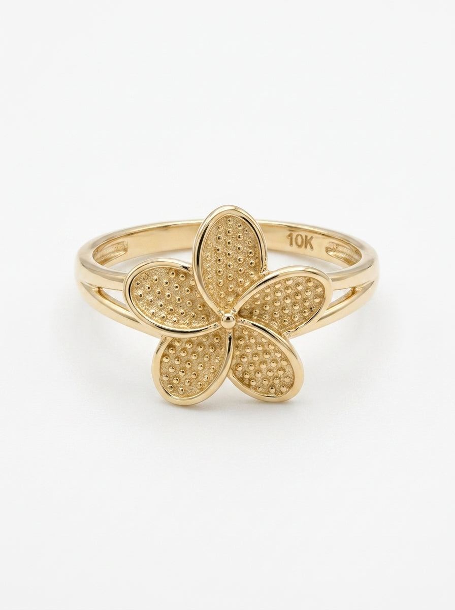 Anillo de oro 10k diseño flor del pensamiento mod 5714