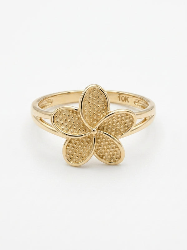 Anillo de oro 10k diseño flor del pensamiento mod 5714