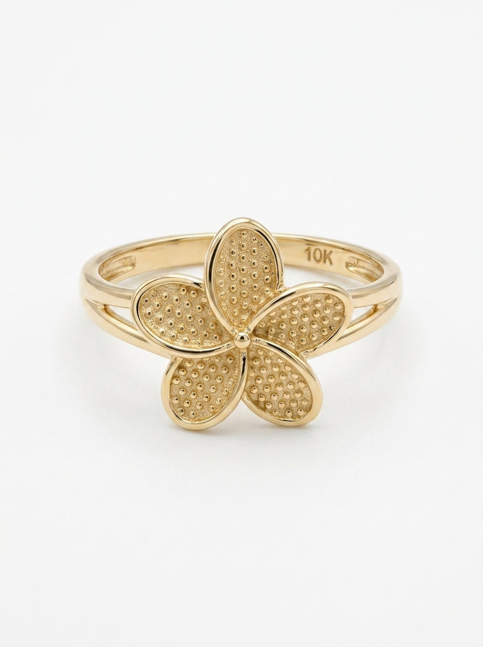Anillo de oro 10k diseño flor del pensamiento mod 5714