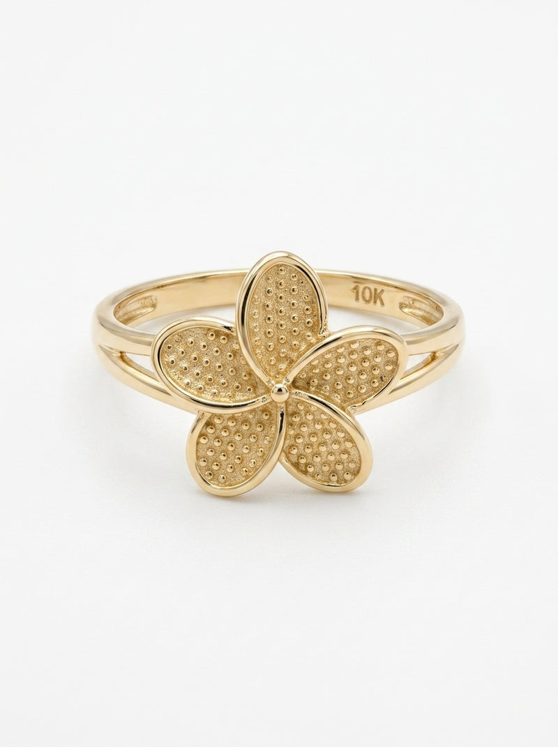 Anillo de oro 10k diseño flor del pensamiento mod 5714