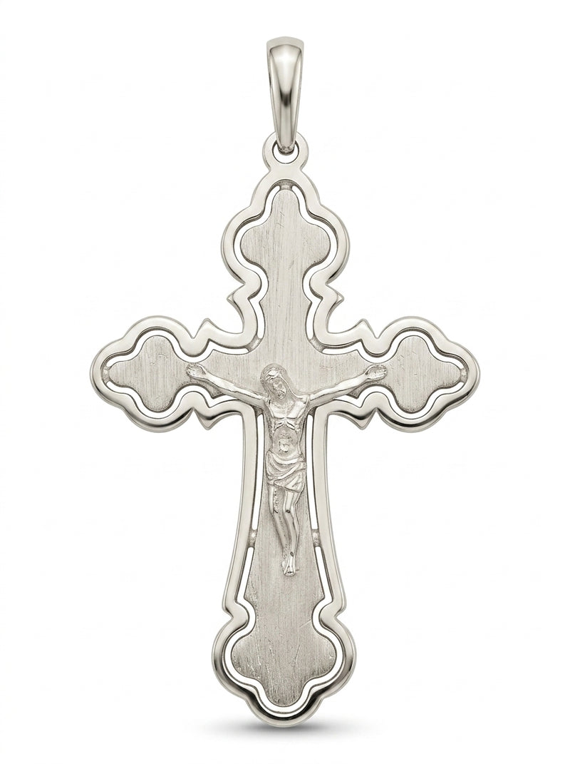 Cruz de oro blanco 14k con acabado mate Mod 5628 4.5 cm