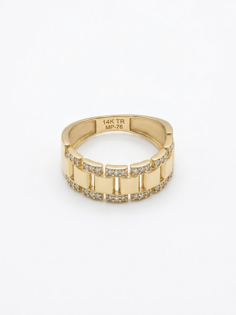 Anillo de oro 14k tipo diseñador con circonias Mod 5843
