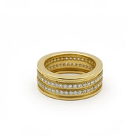 Anillo doble churumbela de oro 14k con incrustaciones de circonias