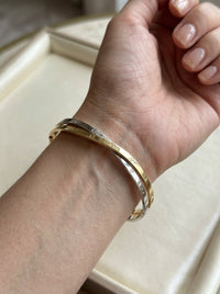 Brazalete de oro 10k tipo diseñador doble hueco Mod 5705 - 18 cm