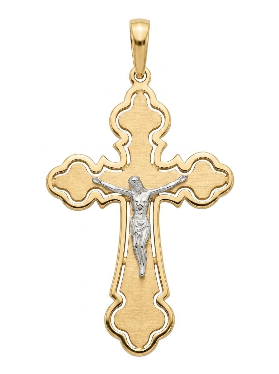 Cruz de oro amarillo 14k con acabado mate Mod 5629 4.5 cm