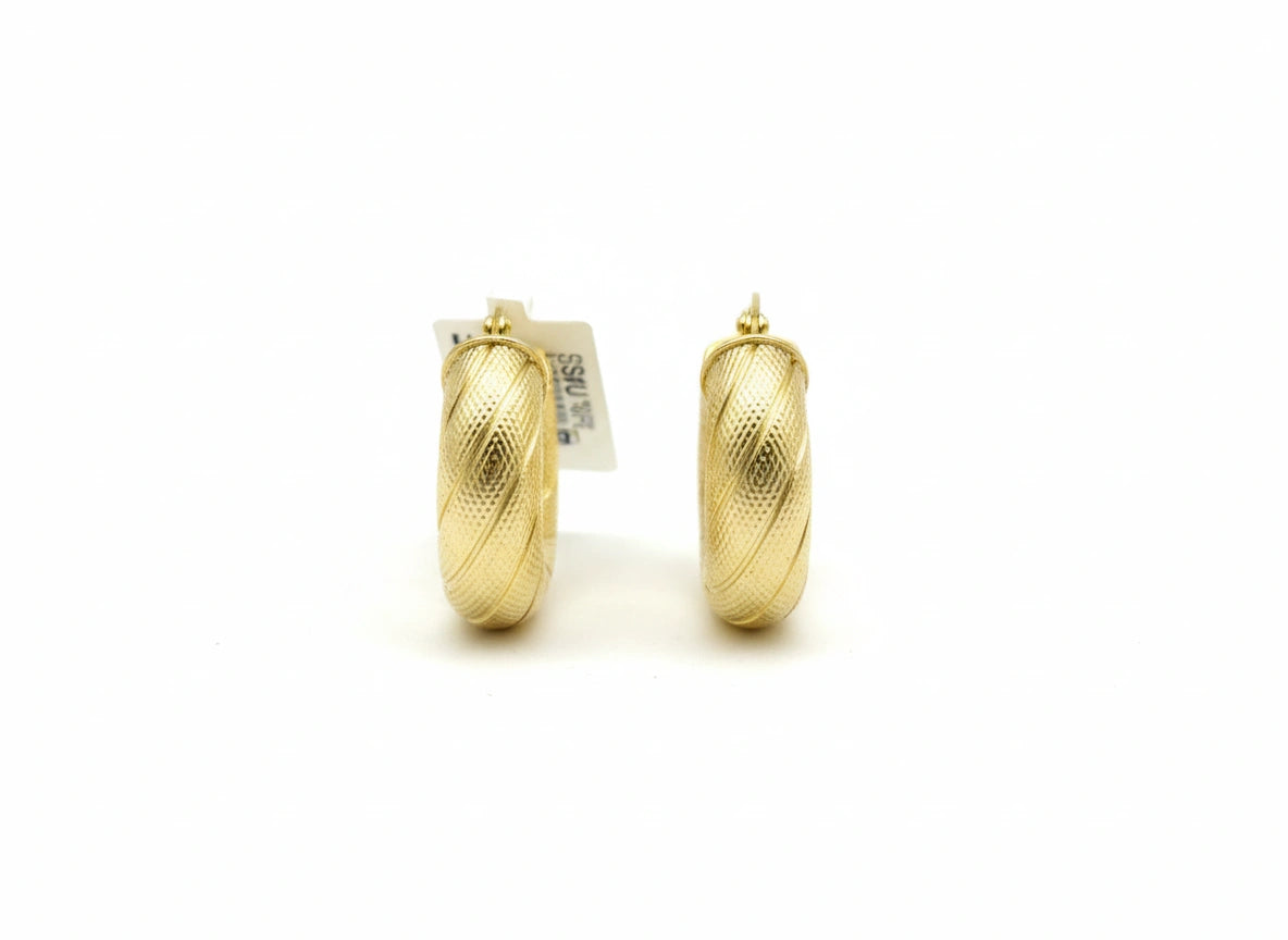 Arracadas modelo grabado italiano de oro 14k