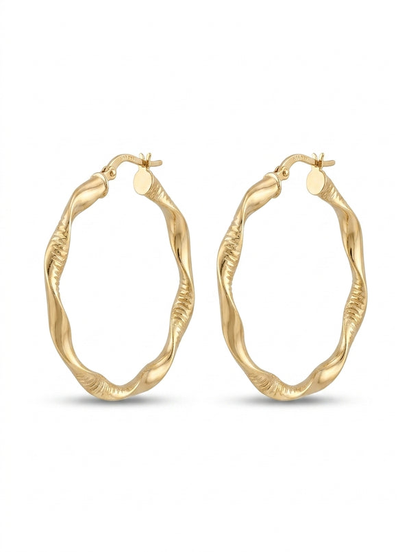 Arracadas de oro 14k diseño torcido especial Mod LM5192 - 3.2 cm