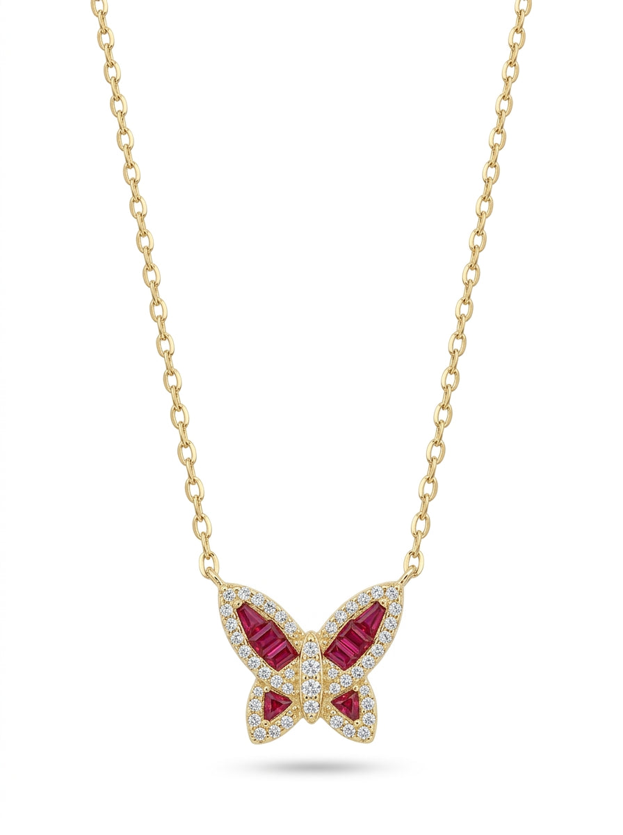 Gargantilla de oro 14k diseño de mariposa con circonias mod 5594 - 45 cm