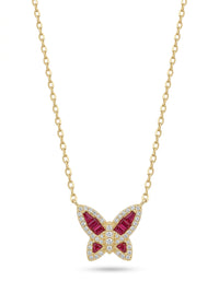 Gargantilla de oro 14k diseño de mariposa con circonias mod 5594 - 45 cm