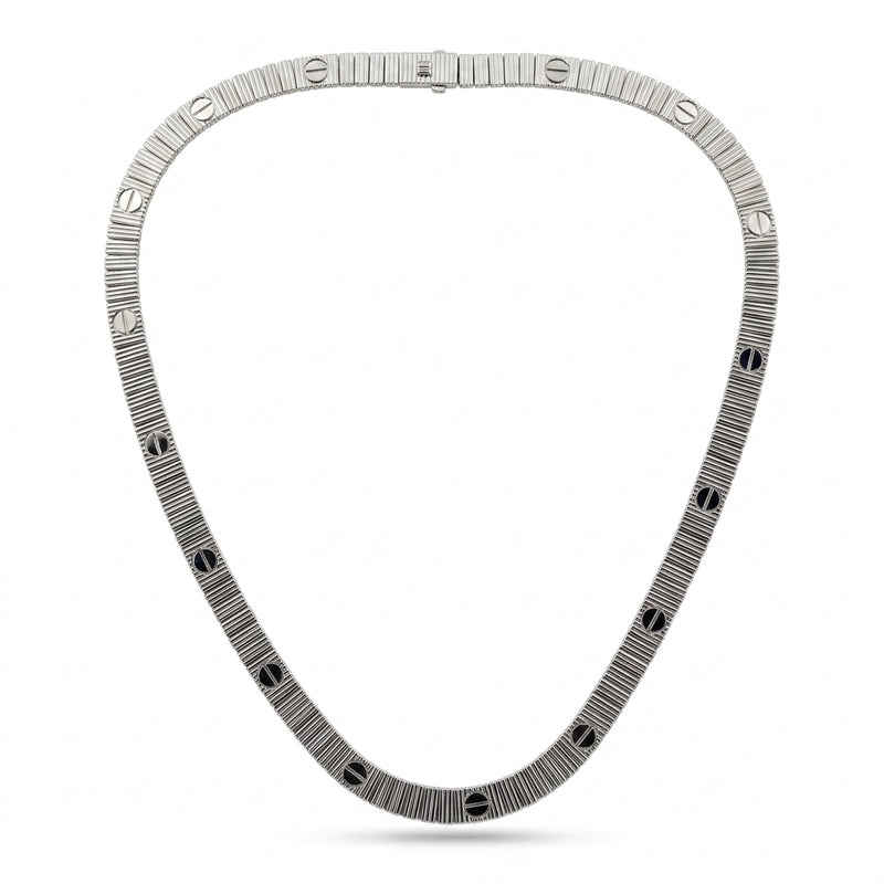 Gargantilla de oro blanco 14k tipo diseñador Mod 5652 - 45 cm