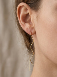 Aretes  alargados de oro 10k Mod LM5381- 6 cm