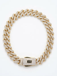 Pulsera de oro 14k diseño Mónaco Chain Edge pavé 5884 - 21cm x 8mm