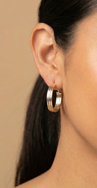 Arracadas tricolor de oro florentino 14k 3 cm
