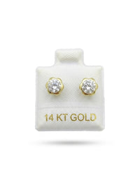 Broquel de oro 14k diseño de flor con circonias Mod LM5254 (de bolitas)