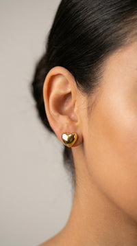 Aretes de corazón inflado de oro 14k Mod.719