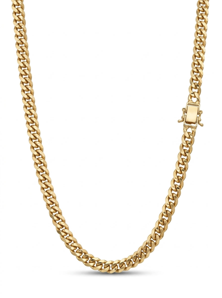 Cadena de oro 14k tejido eslabón curb hueco 5936 - 5 mm