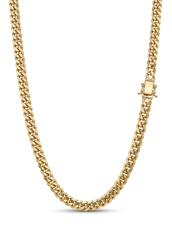 Cadena de oro 14k tejido eslabón curb hueco 5936 - 5 mm