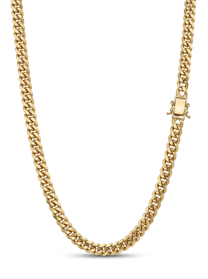 Cadena de oro 14k tejido eslabón curb hueco 5936 - 5 mm