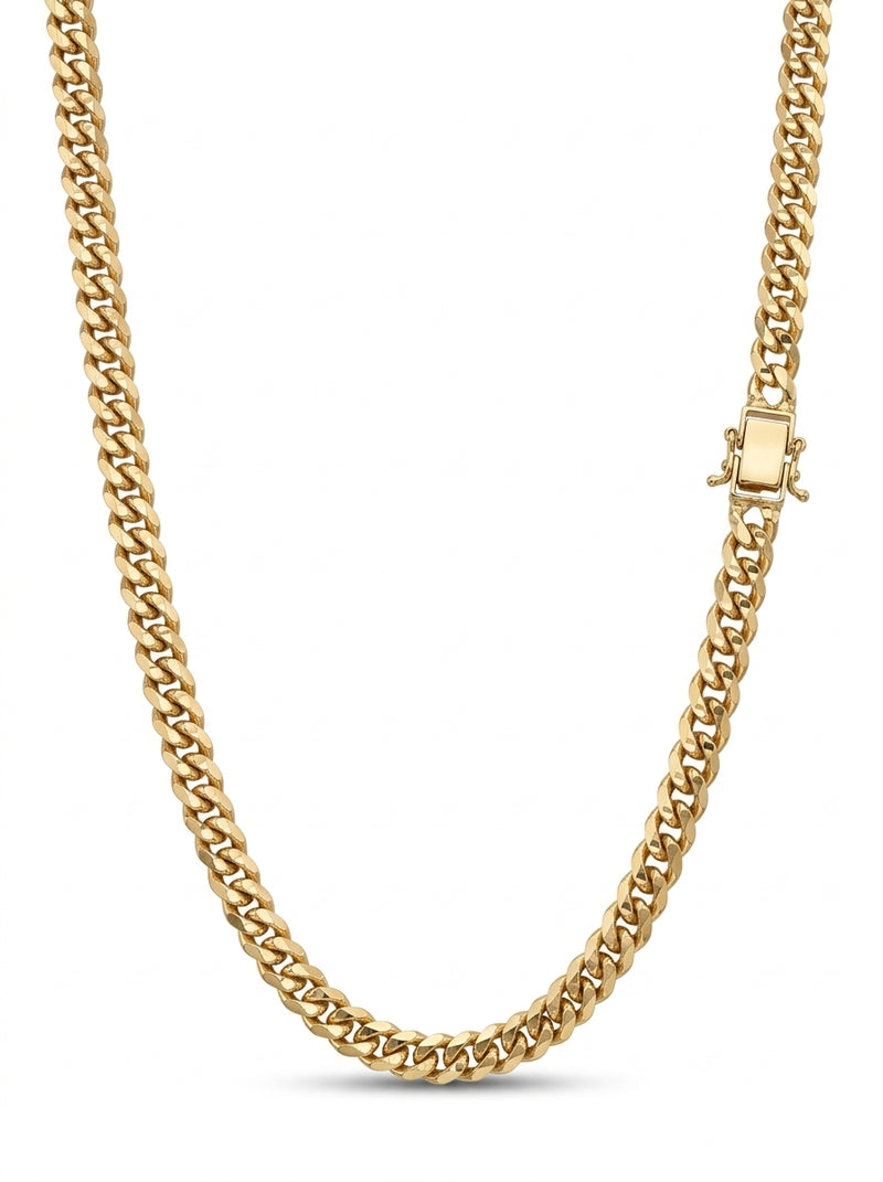 Cadena de oro 14k tejido eslabón curb hueco 5936 - 5 mm