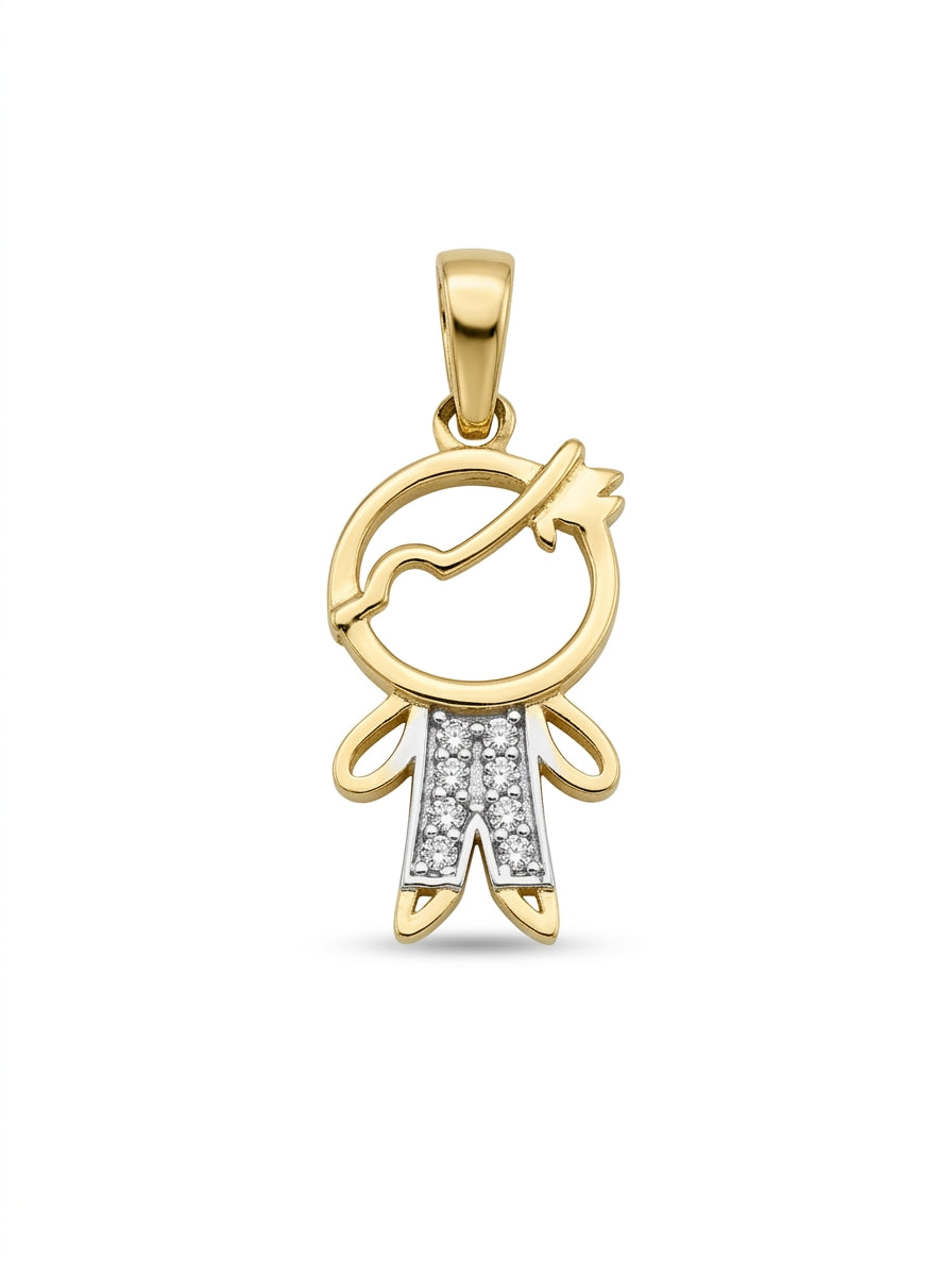 Dije de oro 14k ‎ diseño de niño bicolor LM5235- 1.5 cm