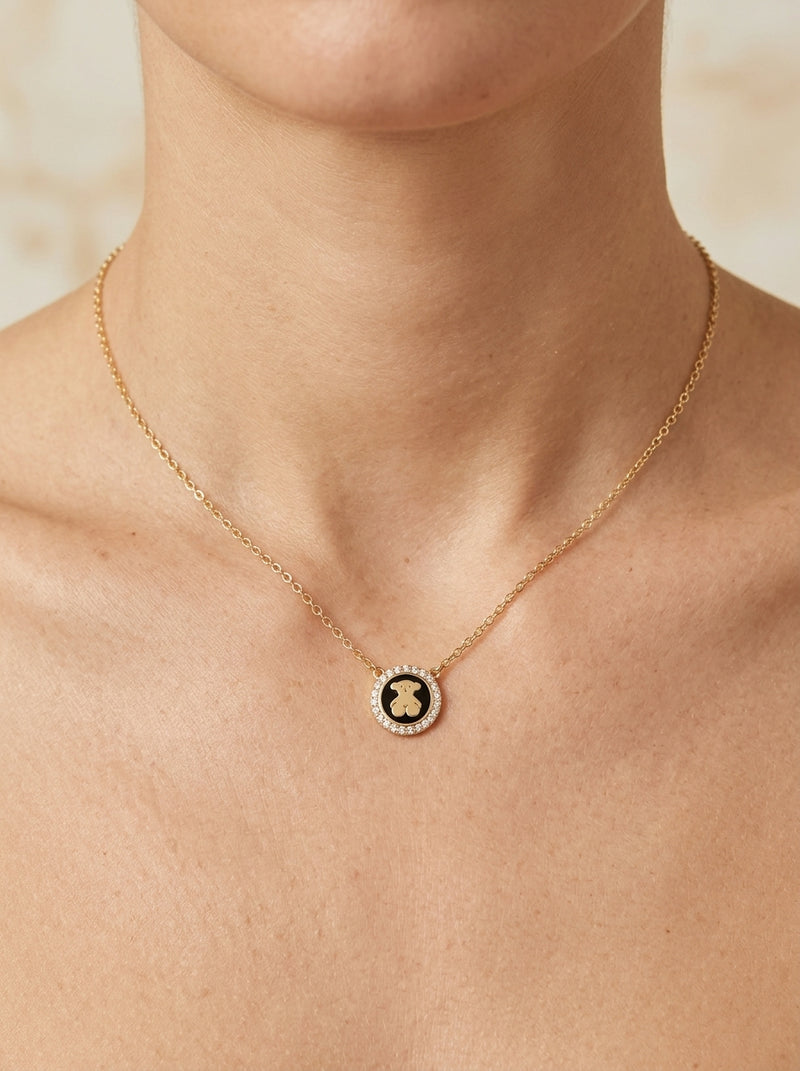 Gargantilla de oro 14k tipo diseñador oso con circonias Mod 5774 - 45 cm