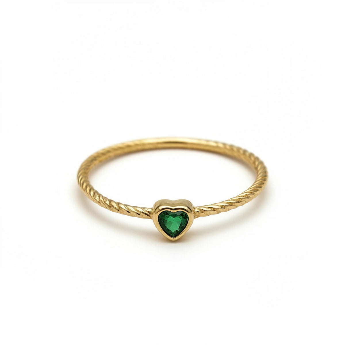 Anillo de oro 14k de corazones verde Mod 5050