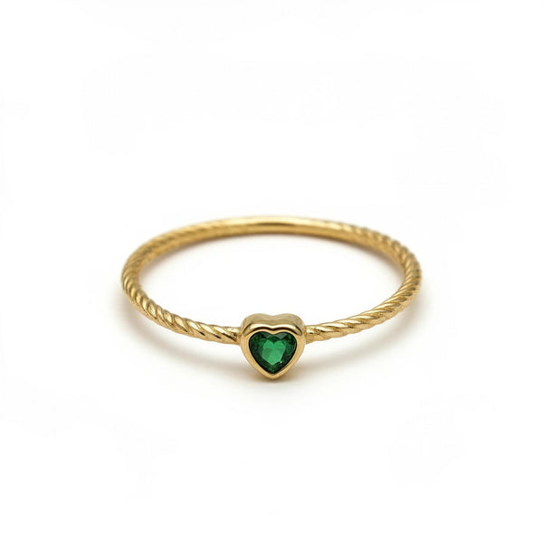 Anillo de oro 14k de corazones verde Mod 5050